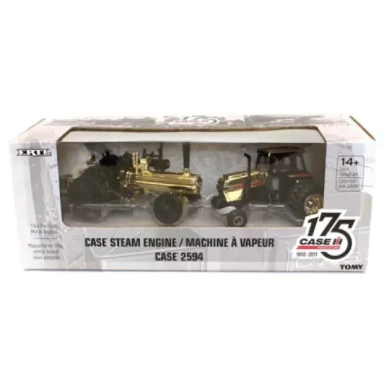 GOLD- 1/64 CASE 175th Anniversary 2594 & Steam Engine 2 Piece Set 44109a-Gold image {1}