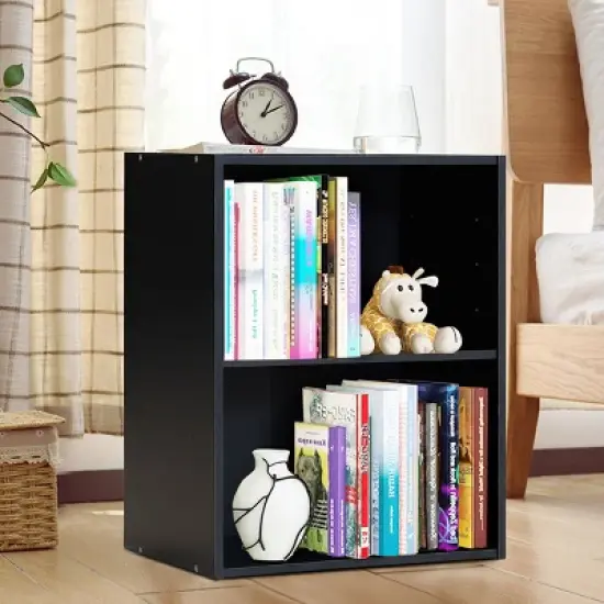 Tangkula 2-Tier Storage Night Stand Open Display Shelf MDF End Table image {1}