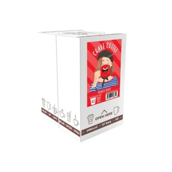 Crave Beverages French Roast Coffee Pods for Keurig Kcup, Dark Roast, 40 Count image {1}