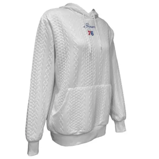 NBA Philadelphia 76ers Women's Long Sleeve Crusive Textured White Hooded Sweatshirt image {2}
