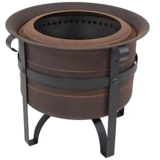 Sunnydaze Cauldron-Style Outdoor Wood-Burning Steel Smokeless Fire Pit with Poker - 23" image {7}
