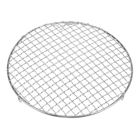 Unique Bargains Stainless Steel Round Cross Wire Barbecue Grill with Legs image {2}