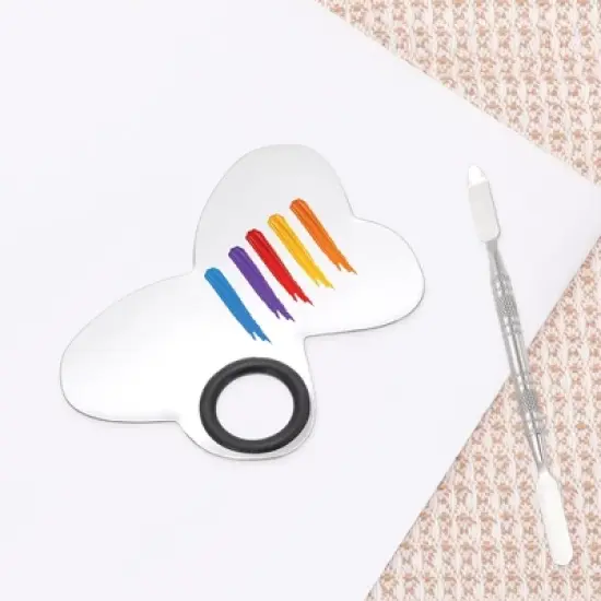 Unique Bargains Portable Butterfly Nail Art Palette Silver Tone 1 Set image {5}