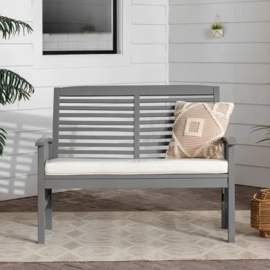 Ravenscroft Modern Boho Acacia Wood Slatted Outdoor Loveseat with Cushion - Saracina Home image {9}