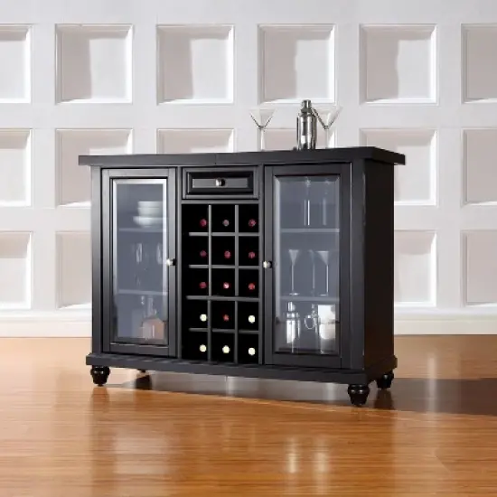 Cambridge Sliding Top Bar Wood/Black - Crosley image {3}