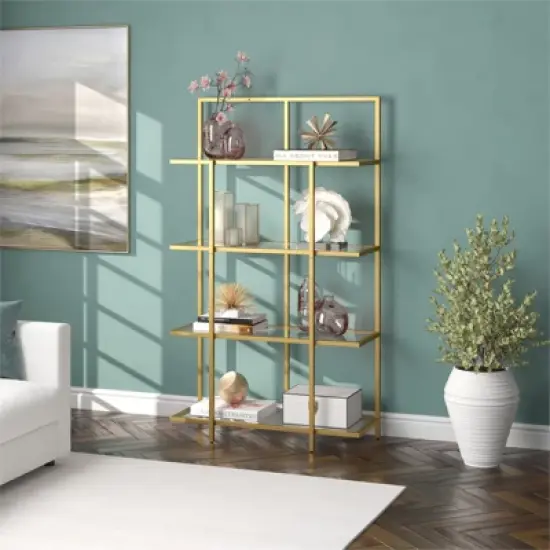 62 in. Brass Finish Standard Bookcase - Henn&Hart image {5}