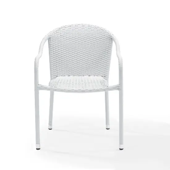 Palm Harbor 4pk Outdoor Wicker Stackable Chairs - White - Crosley image {5}
