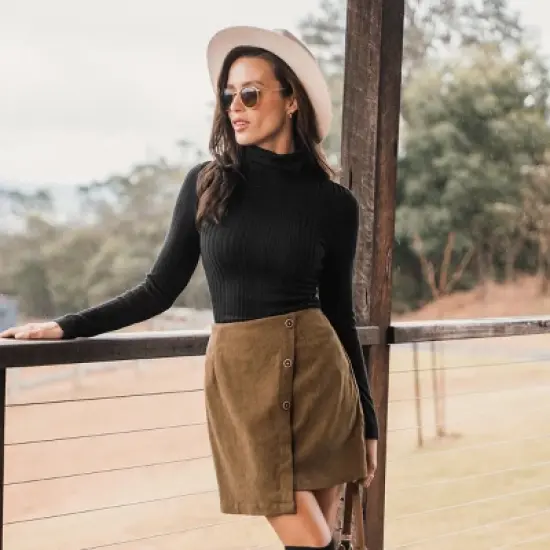 Women's Corduroy Button-Front Mini Wrap Skirt - Cupshe image {2}