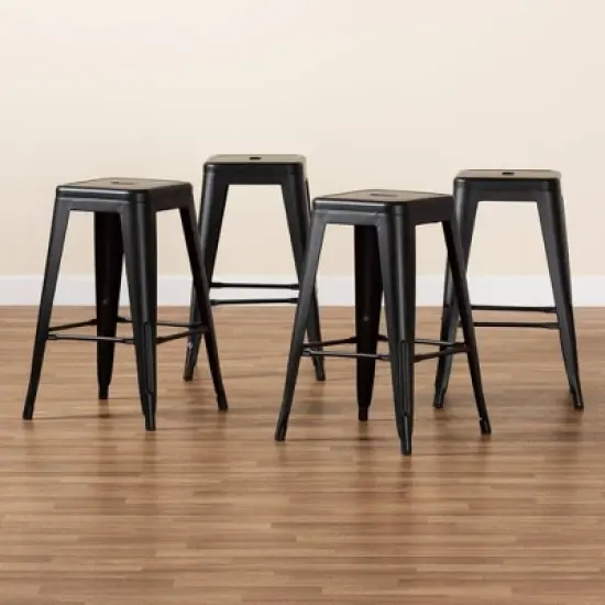 4pc Horton Metal Stackable Counter Stool Set - Baxton Studio image {6}