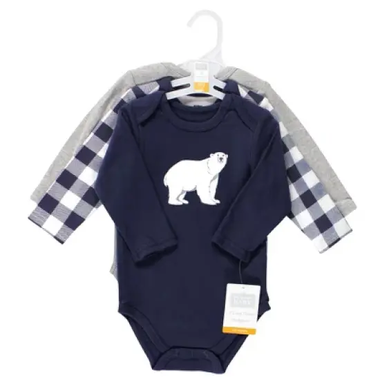 Hudson Baby Infant Boy Cotton Long-Sleeve Bodysuits, Polar Bear image {1}
