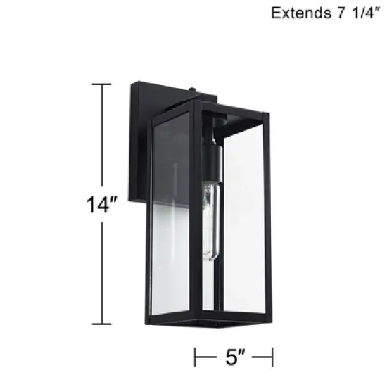 John Timberland Titan Modern Outdoor Wall Light Fixtures Set of 2 Mystic Black Dusk to Dawn 14" Clear Glass for Post Exterior Barn Deck image {7}