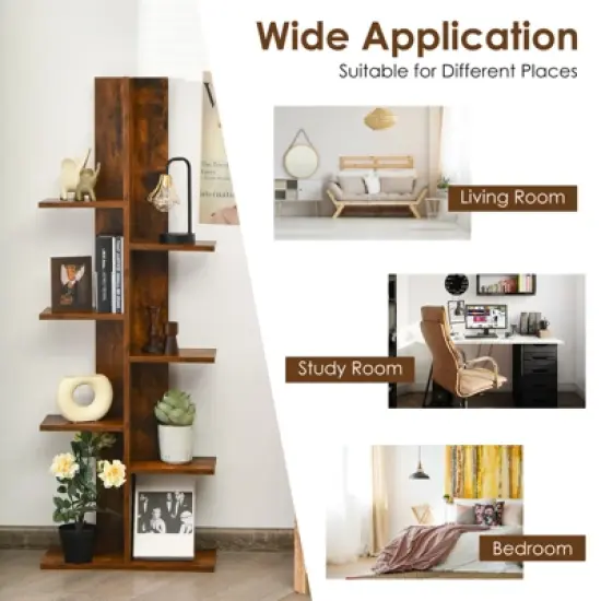 Tangkula Modern Multi-Layer Bookshelf Floor Standing Bookcase w/Anti-fall device Storage Rack for Home Office Rustic image {4}
