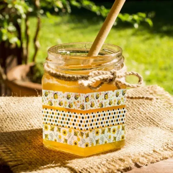 Wrapables Yellow Bees Washi Tape Set for Arts & Crafts, Scrapbooking, Stationery, Diary, Card Making (12 Rolls) image {6}