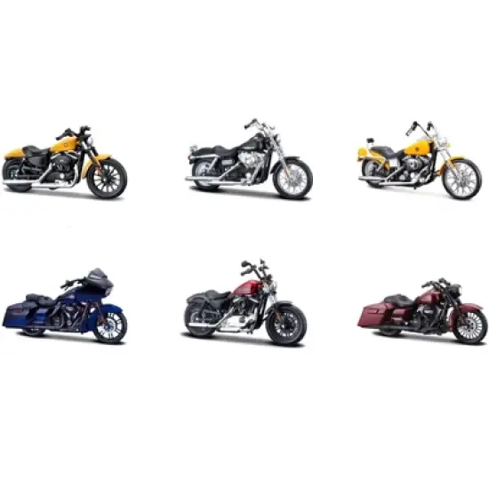 Harley-Davidson Motorcycles 6 piece Set Series 39 1/18 Diecast Models by Maisto image {1}
