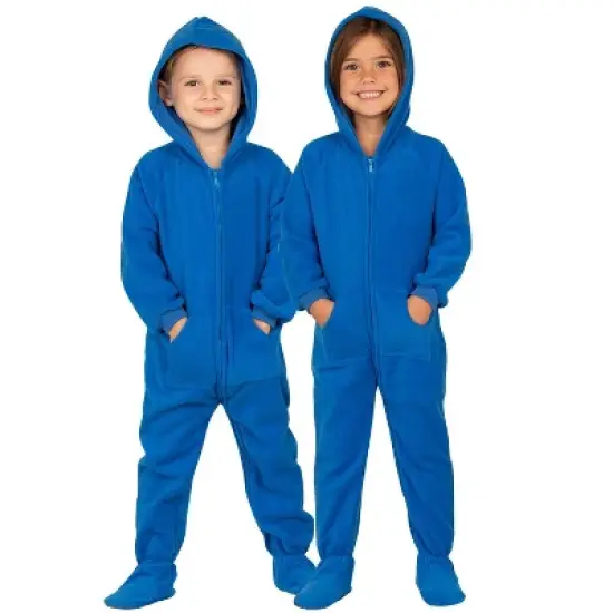 Footed Pajamas - Brilliant Blue Toddler Hoodie Fleece Onesie image {4}