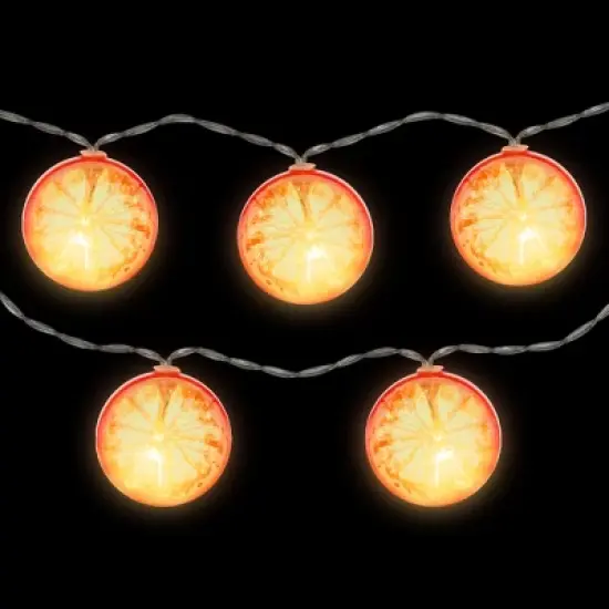 Northlight LED Orange Slice Indoor Outdoor Patio Light Set - 4.5' Clear Wire - 10ct image {2}