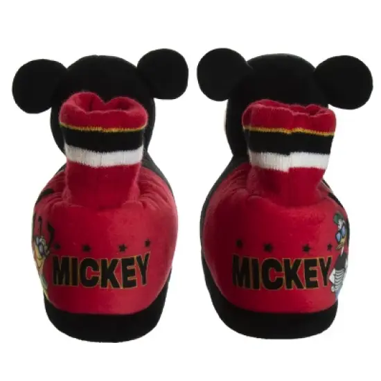 Disney Mickey Mouse 3D slippers - House Shoes Plush Lightweight Warm indoor Comfort Soft Aline - Red/Black 3D (size 5-12 Toddler - Little Kid) image {2}