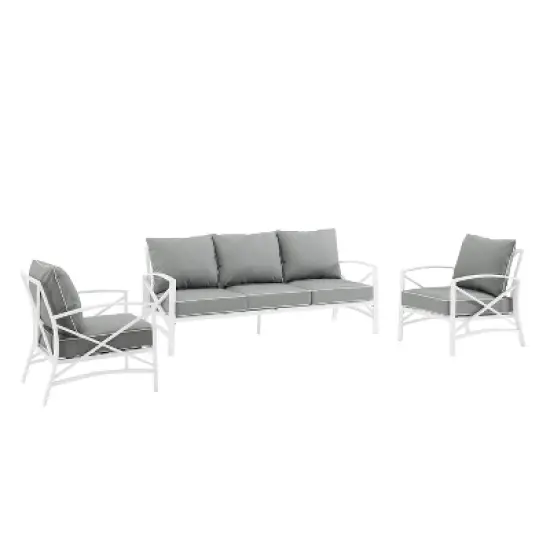 Kaplan 3pc Outdoor Sofa Set with Sofa & 2 Arm Chairs - Gray - Crosley image {5}