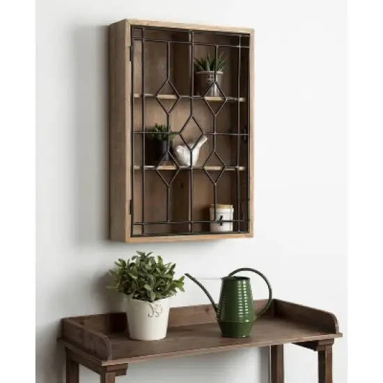 Megara Decorative Wooden Wall Hanging Curio Cabinet Rustic Brown - Kate & Laurel All Things Decor image {5}