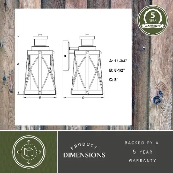 VAXCEL Harwood Bronze Motion Sensor Dusk to Dawn Outdoor Wall Light Farmhouse Clear Glass image {5}