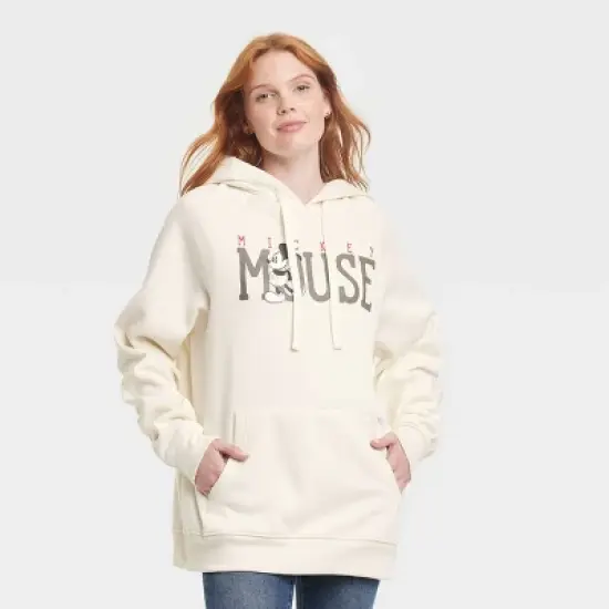 Women's Mickey Mouse Graphic Hoodie - Cream image {3}