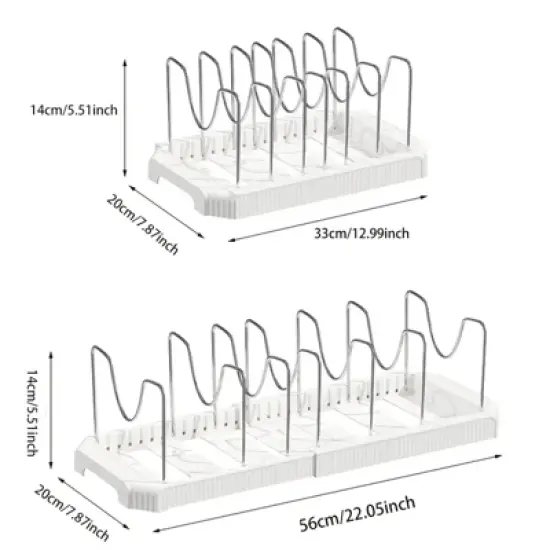Fortune Candy Retractable Cabinet Organizer Rack, Pot Lid Holder with 6 Adjustable Dividers for Cutting Boards, Pans, and Kitchen Storage image {9}