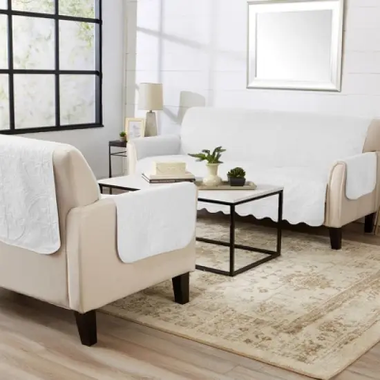 Great Bay Home Medallion Stitched Reversible Washable Pet Furniture Protector image {2}