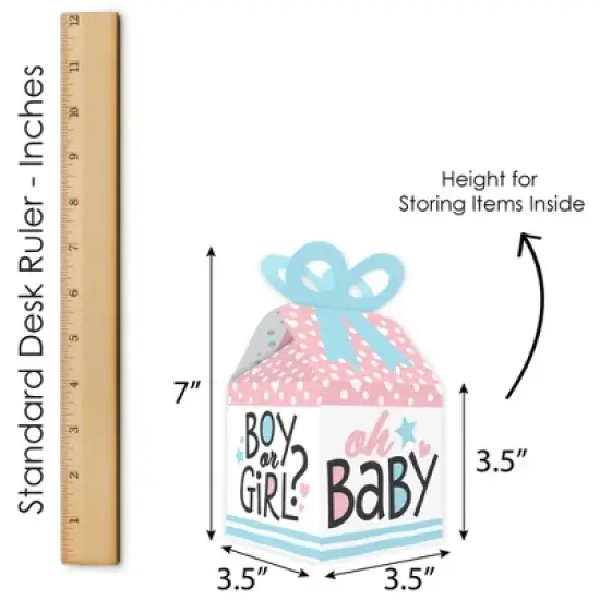 Big Dot of Happiness Baby Gender Reveal - Square Favor Gift Boxes - Team Boy or Girl Party Bow Boxes - Set of 12 image {5}
