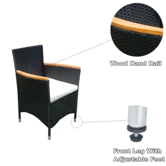 FIONECA 7-Piece Outdoor Patio Wicker Dining Set with Acacia Wood Tabletop and Chairs, All-Weather Rattan Furniture image {12}