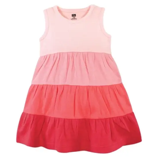 Hudson Baby Infant and Toddler Girl Cotton Dresses, Ombre Coral Teal image {2}