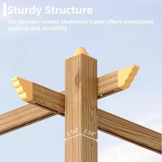 GustoWave Patio 10x10 Ft Wood-Grain Post Pergola Gazebo for Backyard Garden Porch image {3}