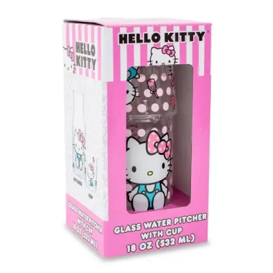 Silver Buffalo Sanrio Hello Kitty Pink Dots 18-Ounce Glass Pitcher and 8-Ounce Cup image {3}