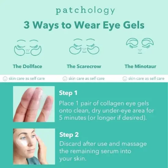 Patchology Rejuvenating Under Eye Gels - Hydrating Eye Mask w/Caffeine, Hydrolyzed Collagen & Centella Asiatica | For Dark Circles (5 Pairs) image {3}