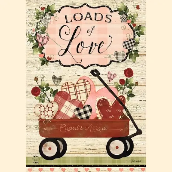 Briarwood Lane Garden Flag 12x18 For Outdoor Loads of Love Wagon Valentine's Day For Valentine's Heart Garden Flag Flags For Outside image {4}