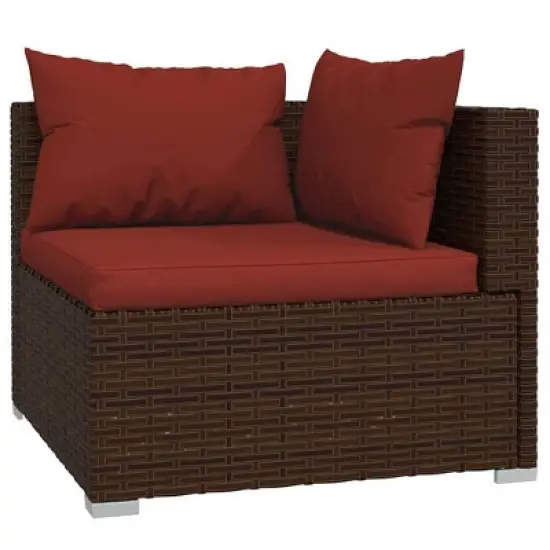 vidaXL Patio Lounge Set - 4-Piece Outdoor Sectional Sofa Set - Brown Poly Rattan with Cushions - Ideal for Garden, Deck, Patio image {4}