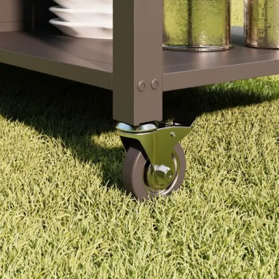 FUFU&GAGA Outdoor Serving Carts Grill Prep Station Lockable Wheels Stainless Steel Outdoor Kitchen BBQ Grill Table Bar Cart image {10}