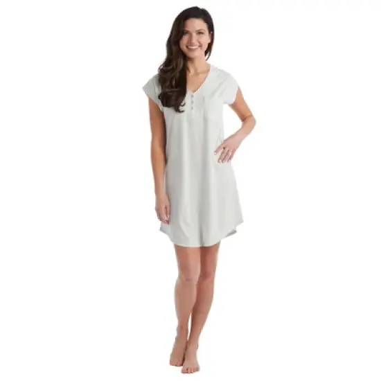 Softies - Piper - 36" Cap Sleeve V-Neck Sleep Shirt with Contrast Piping image {5}