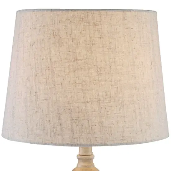 360 Lighting Claude Rustic Farmhouse Accent Table Lamps 21" High Set of 2 Beige Washed Linen Drum Shade for Bedroom Living Room Bedside Nightstand image {2}