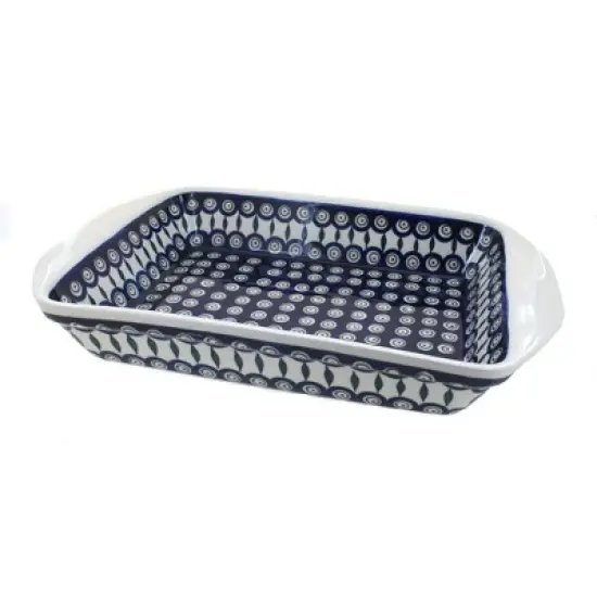 Blue Rose Polish Pottery 1446 Zaklady Extra Large Rectangular Baker image {2}