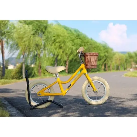 Petimini 12 Inch Kids Beginner Balance Bike with Front Wicker Bakset and Adjustable Seat and Handlebars for 2-6 Year Olds image {4}