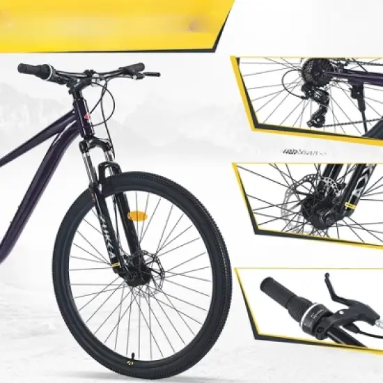 DSVIMOY Bicycles, 27.5 Inch Mountain Bike for Men Women Boys and Girls, 21-Speed Mountain Bike, Purple, 68.5"*27.1"*40.55" image {4}