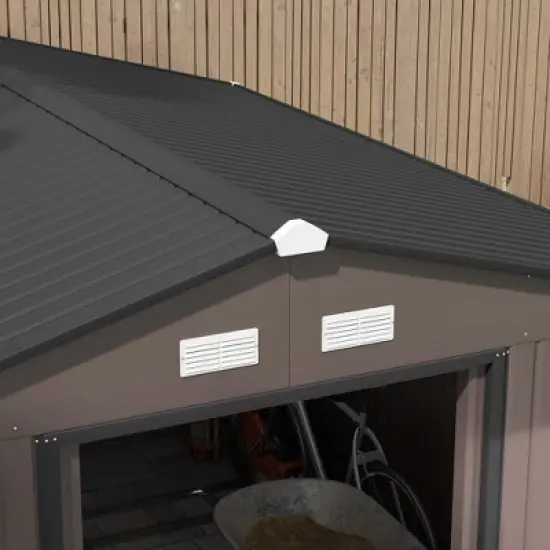 Outsunny 11' x 9' Metal Storage Shed Garden Tool House with Double Sliding Doors, 4 Air Vents for Backyard, Patio image {4}