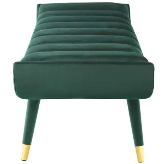 Guess Channel Tufted Performance Velvet Accent Bench Green - Modway image {3}