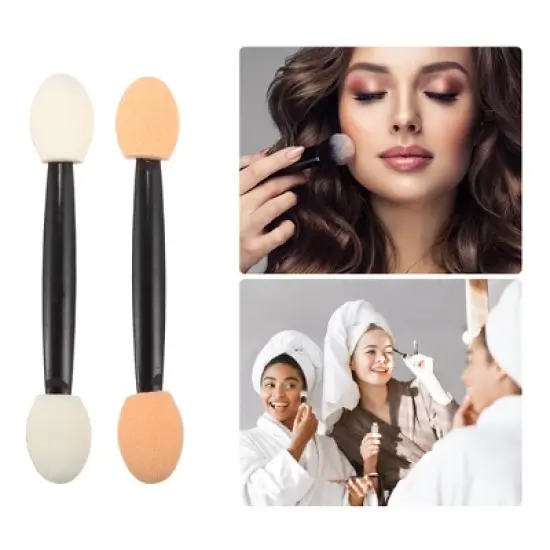 Unique Bargains Dual Sides Sponge Short  Brushes EyeShadow Applicators Black 50PCS image {4}