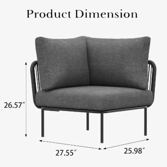 LayinSun 2 Pieces Rope Woven Patio Furniture Set, Modern Modular Sectional Corner Chairs and Upgrade Thickness Cushion image {6}