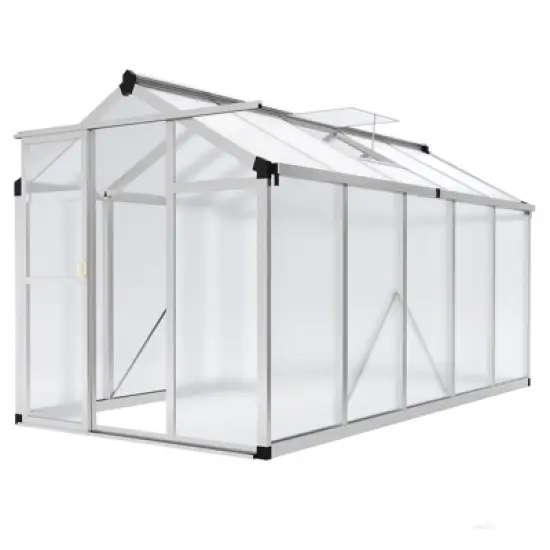 6x10 FT Large Aluminum Greenhouses with Roof Vent Walk-in Green Houses for Winter Garden Backyard Patio Lawn image {6}