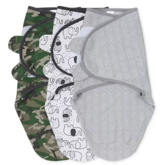 The Peanutshell Camo Elephant  Swaddle Wrap for Newborn, Infant - 3-Pack image {7}