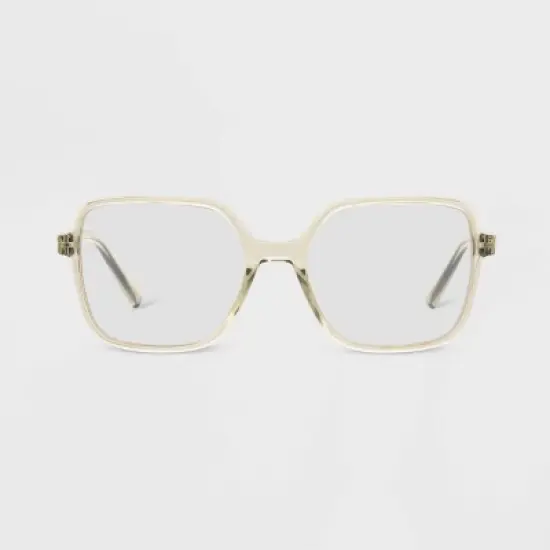 Women's Shiny Plastic Square Blue Light Filtering Reading Glasses - Universal Thread&trade; Green image {2}