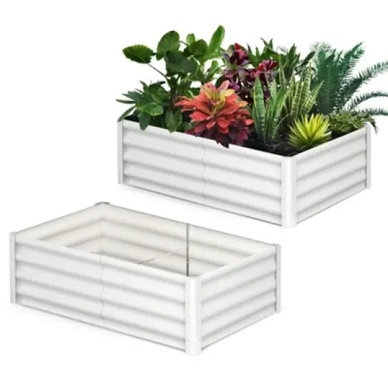 Garvee 2 Pack Raised Garden Bed, 6x3x1.5FT Galvanized Raised Bed, Outdoor Planter Beds with Safety Edge and Open Base for Vegetables Flowers image {9}