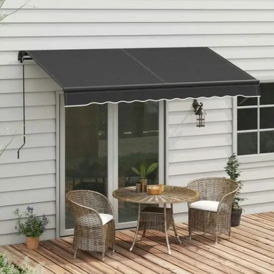 Resenkos Patio Awning, Outdoor Sun Shade Shelter Cover Awnings,10' x 8' Retractable Awning, 280gsm UV Resistant Sunshade Shelter, Dark Gray image {6}